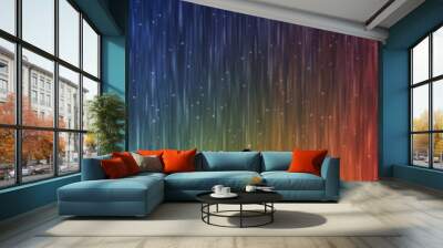 A couple kissing in the rainbow rain at night, AI Wall mural