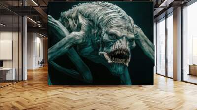 A creepy looking creature with large teeth and a big mouth, AI Wall mural