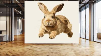 A drawing of a rabbit running on a white background, AI Wall mural