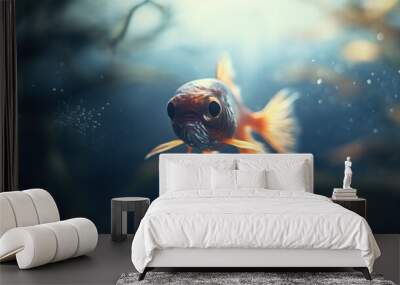 A fish in the water with a big eye, AI Wall mural