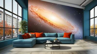 A large spiral galaxy in the sky with stars around it, AI Wall mural