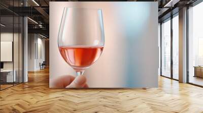 A person holding a wine glass with pink liquid in it, AI Wall mural