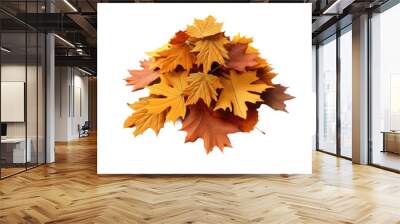 A pile of autumn leaves isolated on transparent background, AI, PNG Wall mural