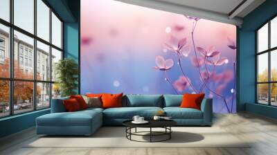 Flowers in the water at sunset, AI Wall mural