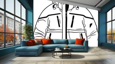 Ski Jacket Vintage Outline Icon In Hand-drawn Style Wall mural