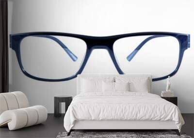 frames of glasses in blue on a white background. Eyeglasses in blue frames. Wall mural