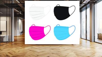 Medical mask or Hygienic mask vector color white black pink blue Wall mural