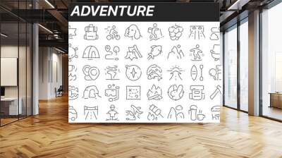 Adventure line icons collection. Big UI icon set in a flat design. Thin outline icons pack. Vector illustration EPS10 Wall mural