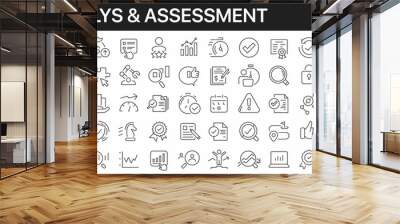 Analysis and assessment line icons collection. Big UI icon set in a flat design. Thin outline icons pack. Vector illustration EPS10 Wall mural