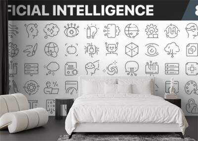 Artificial intelligence line icons collection. Big UI icon set in a flat design. Thin outline icons pack. Vector illustration EPS10 Wall mural