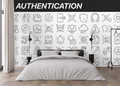 Authentication line icons collection. Big UI icon set in a flat design. Thin outline icons pack. Vector illustration EPS10 Wall mural