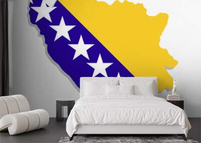 Bosnia and herzegovina map with flag inside and ribbon Wall mural