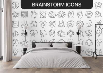 Brainstorm icons collection in black. Icons big set for design. Vector linear icons Wall mural