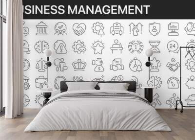 Business management line icons collection. Big UI icon set in a flat design. Thin outline icons pack. Vector illustration EPS10 Wall mural