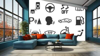 Car interior buttons set icons in simple design. Vector illustration Wall mural