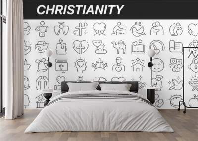 Christianity line icons collection. Big UI icon set in a flat design. Thin outline icons pack. Vector illustration EPS10 Wall mural