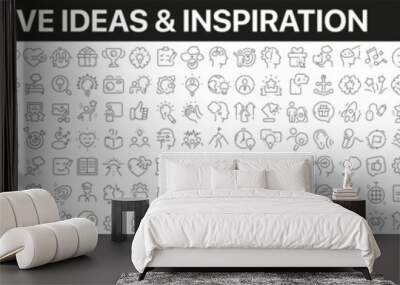 Creative ideas and inspiration linear icons collection. Big set of more 250 thin line icons in black. Creative ideas and inspiration black icons. Vector illustration Wall mural