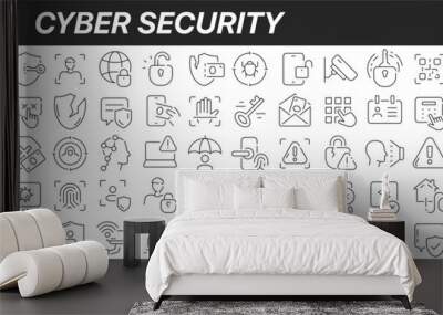 Cyber security line icons collection. Big UI icon set in a flat design. Thin outline icons pack. Vector illustration EPS10 Wall mural