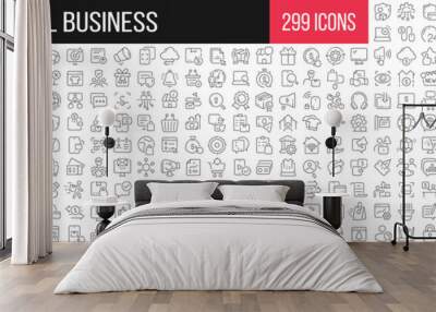 Digital business linear icons collection. Big set of 299 thin line icons in black. Vector illustration Wall mural