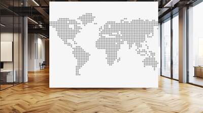 Dotted world map in gray on a white background Wall mural