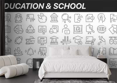 Education and school line icons collection. Big UI icon set in a flat design. Thin outline icons pack. Vector illustration EPS10 Wall mural