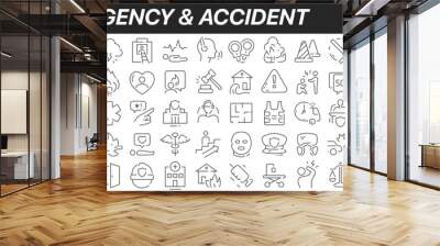 Emergency and accident line icons collection. Big UI icon set in a flat design. Thin outline icons pack. Vector illustration EPS10 Wall mural