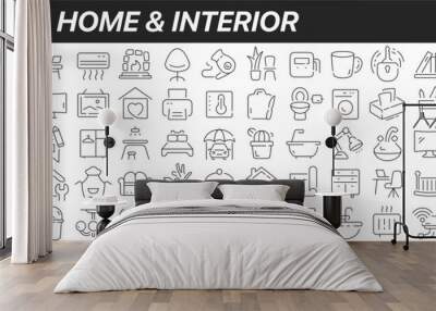 Home and interior line icons collection. Big UI icon set in a flat design. Thin outline icons pack. Vector illustration EPS10 Wall mural