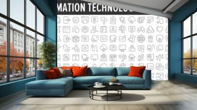 Information Technology linear icon collection. Big set of 245 Information Technology icons. Thin line icons collection. Vector illustration Wall mural