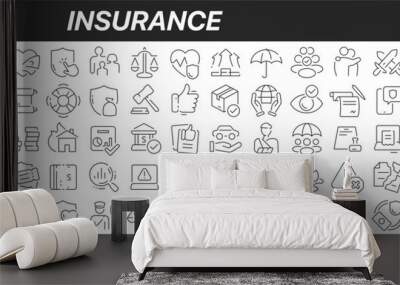 Insurance line icons collection. Big UI icon set in a flat design. Thin outline icons pack. Vector illustration EPS10 Wall mural