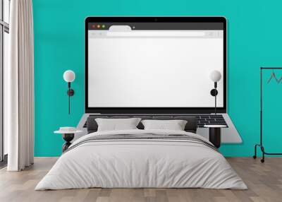 Laptop with blank browser window in a flar design Wall mural