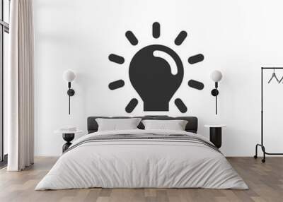 Light bulb icon in simple design Wall mural