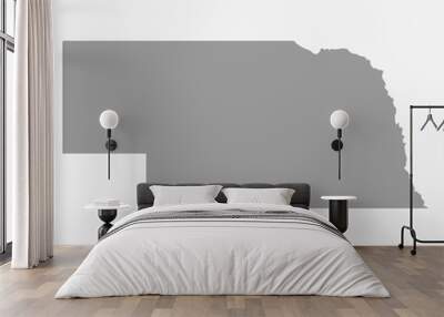 Map of Nebraska State in gray on a white background Wall mural