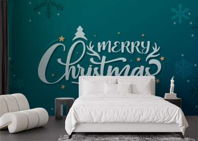 Merry Christmas greeting card background. Winter holiday background. Merry Christmas calligraphy text background Wall mural