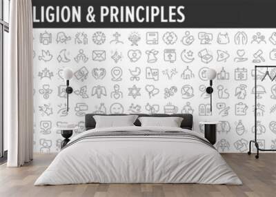 Religion and Principles linear icon collection. Big set of 245 Religion and Principles icons. Thin line icons collection. Vector illustration Wall mural