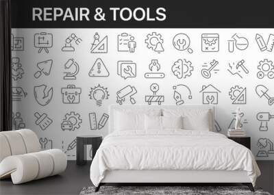 Repair and tools line icons collection. Big UI icon set in a flat design. Thin outline icons pack. Vector illustration EPS10 Wall mural