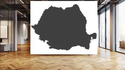 Romania map in black color on a white background Wall mural