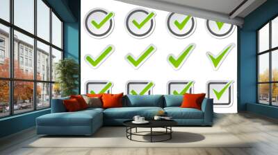 Set of check mark icon on a white background Wall mural