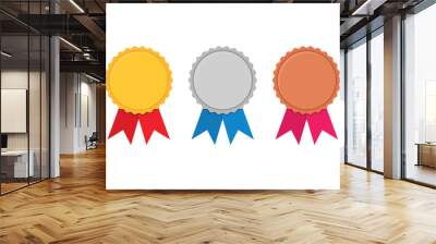 Set of gold, silver and bronze Award medals on white Wall mural