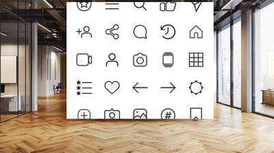 Set of internet linear icons for social media Wall mural