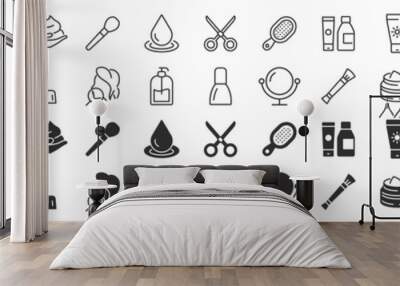 Skin care and makeup excellent icons collection in two different styles Wall mural