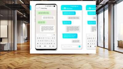 smartphone with message chat speech bubbles. mobile app template Wall mural