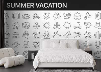 Summer vacation line icons collection. Big UI icon set in a flat design. Thin outline icons pack. Vector illustration EPS10 Wall mural