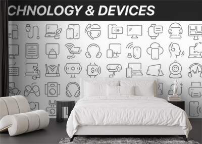 Technology and devices line icons collection. Big UI icon set in a flat design. Thin outline icons pack. Vector illustration EPS10 Wall mural