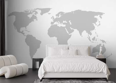 World map in grey on a white background Wall mural