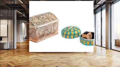 Two jewelry boxes. Casket. Elegant metal box for jewelry Wall mural