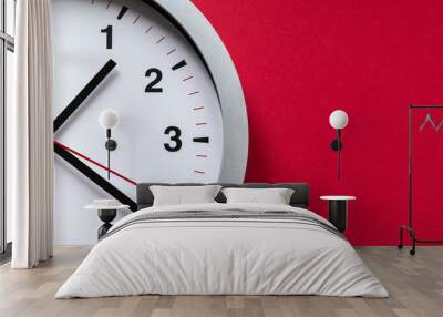 clock face on red background Wall mural