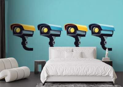 Surveillance Cameras Represents security, monitoring, and surveillance technology. Wall mural