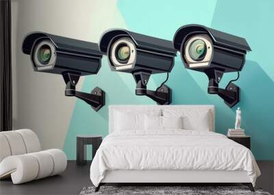 Surveillance Cameras Represents security, monitoring, and surveillance technology. Wall mural