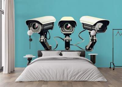 Surveillance Cameras Represents security, monitoring, and surveillance technology. Wall mural