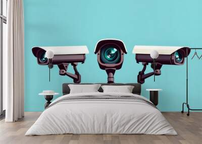 Surveillance Cameras Represents security, monitoring, and surveillance technology. Wall mural